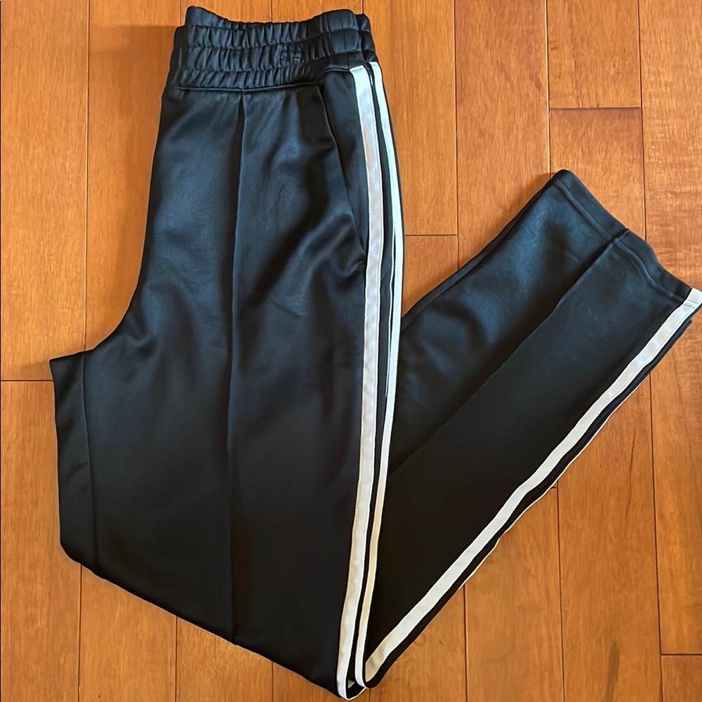 Black Track Pants with White Stripes